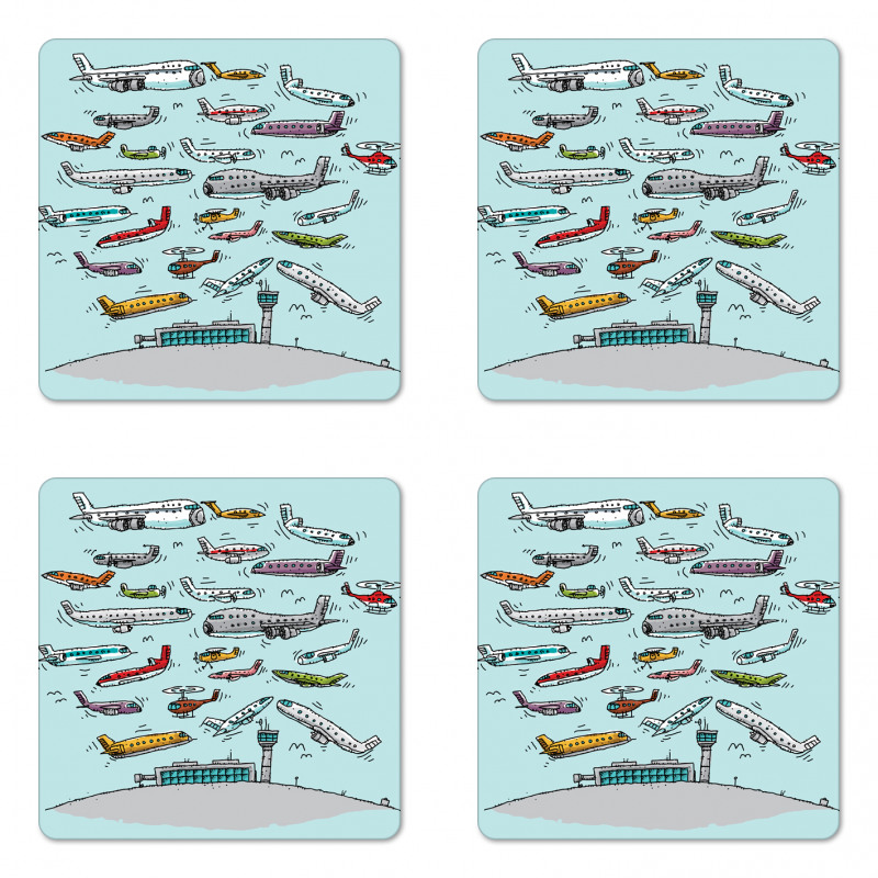 Airplanes Helicopters Coaster Set Of Four