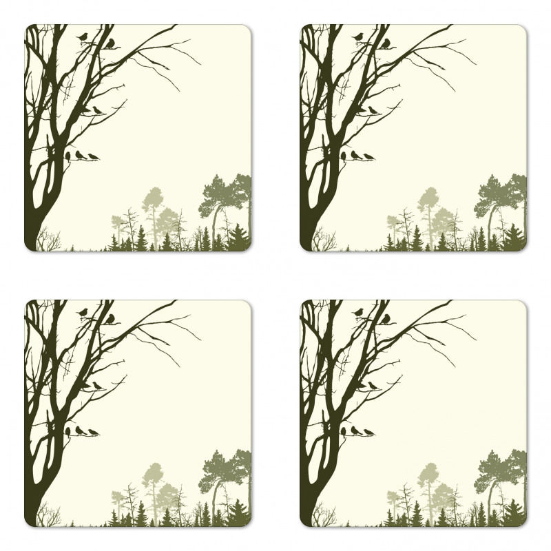 Forest Birds on Tree Coaster Set Of Four