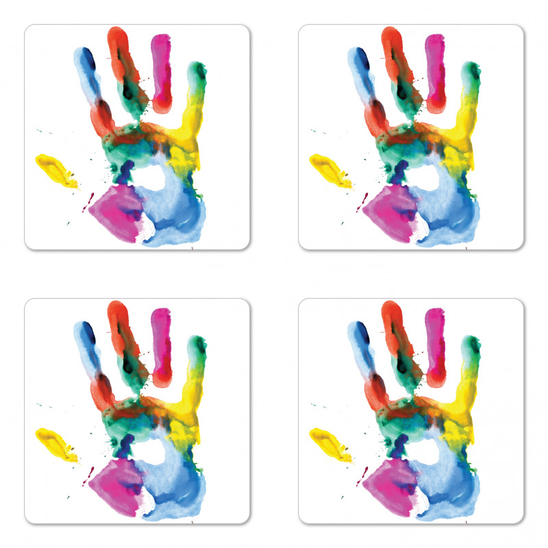 Colored Human Hand Coaster Set Of Four