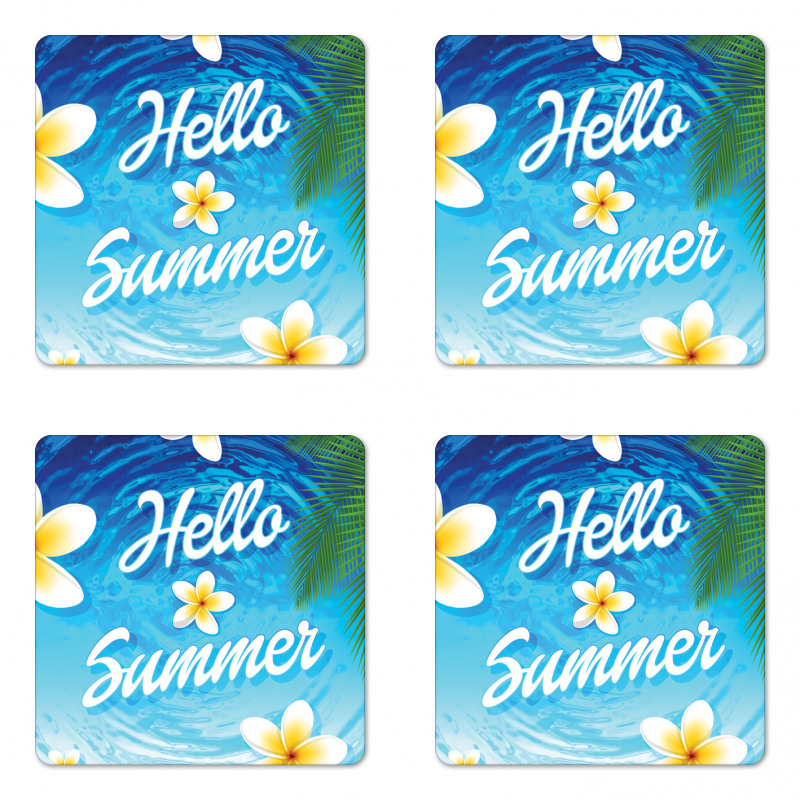 Palm Leaves Plumeria Coaster Set Of Four