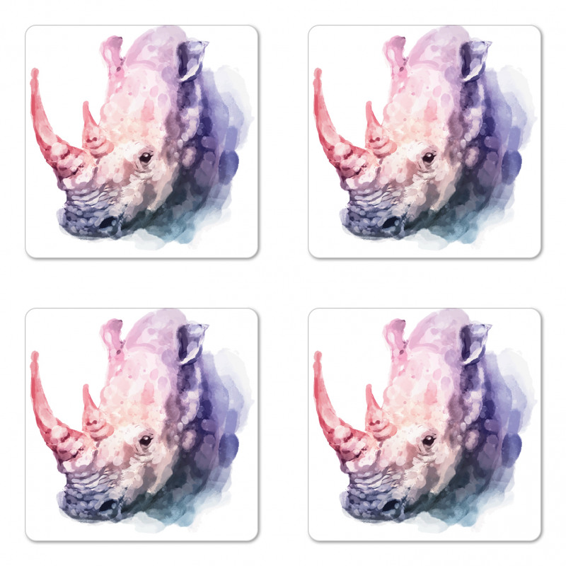 Safari Animal Rhino Coaster Set Of Four