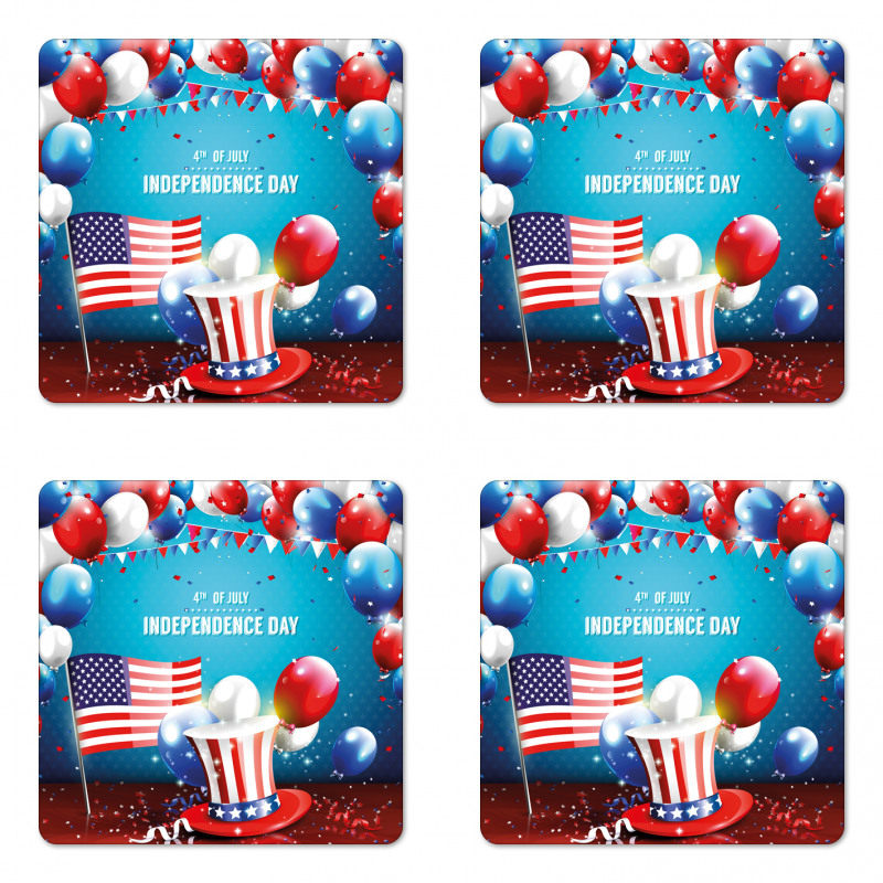 Uncle Sam Hat Flag Coaster Set Of Four