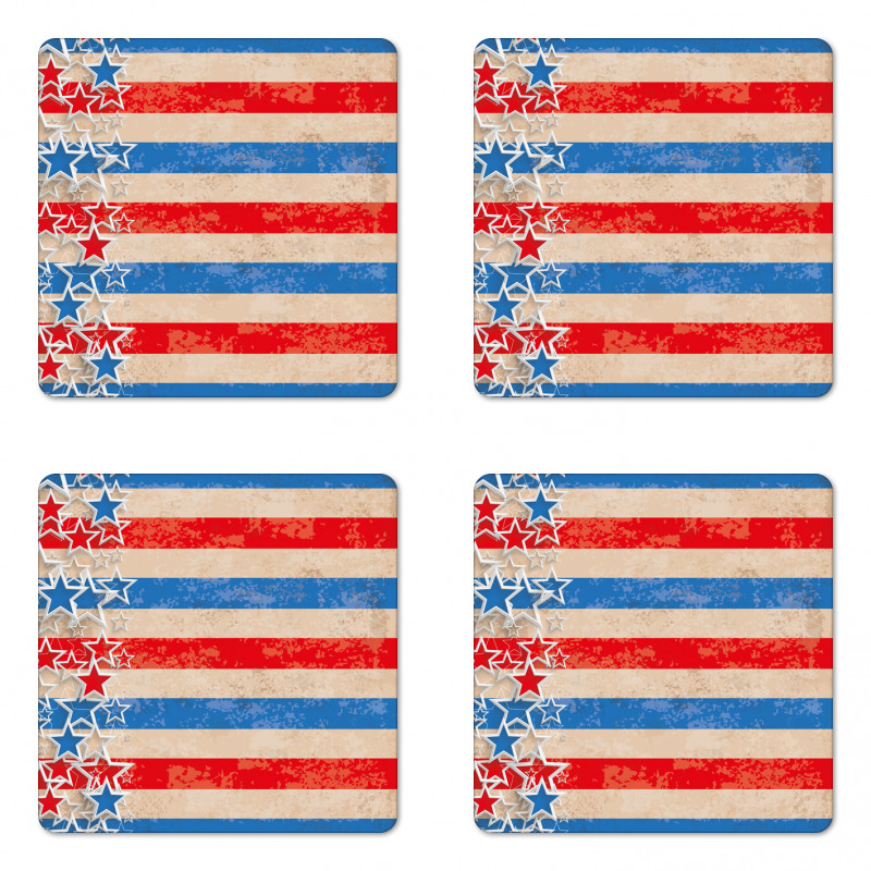 Patriotic Grunge Look Coaster Set Of Four