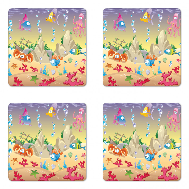 Kids Cartoon Funny Coaster Set Of Four