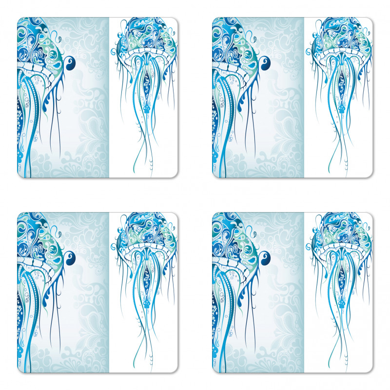 Ocean Jellyfish Paisley Coaster Set Of Four