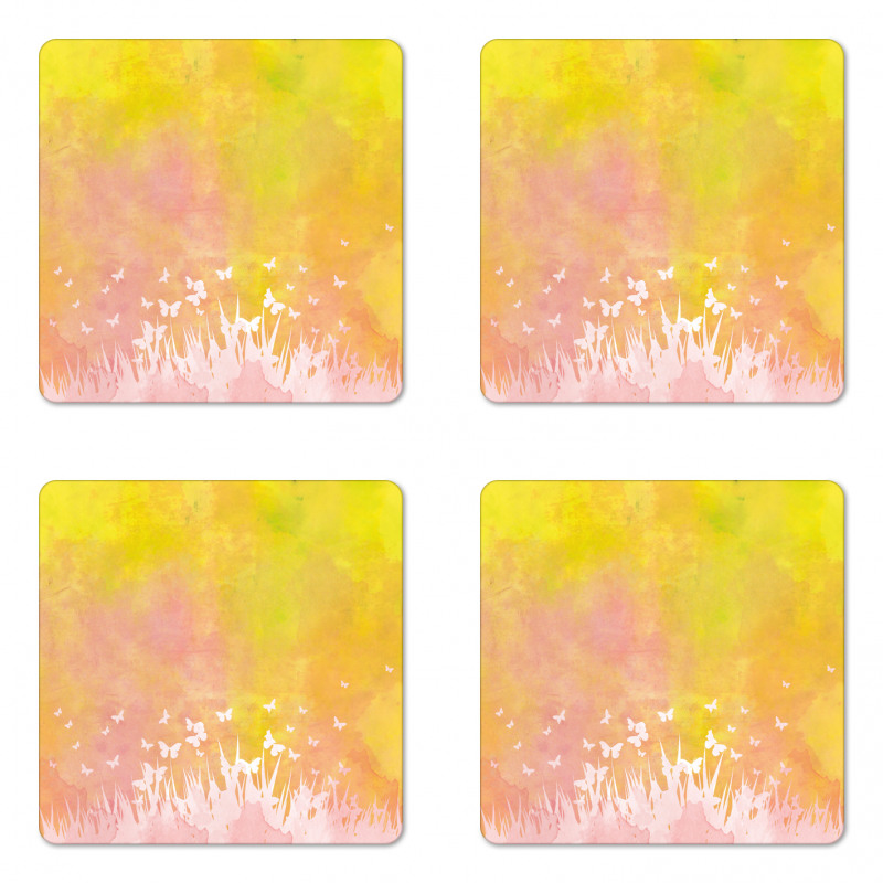 Flower Butterfly Colored Coaster Set Of Four