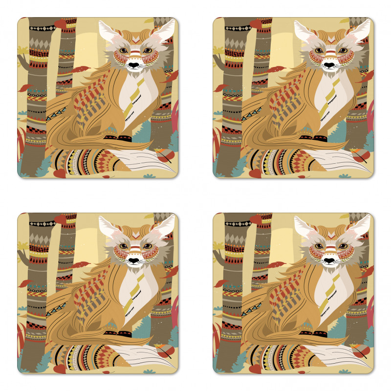 Fluffy Fox in the Forest Coaster Set Of Four