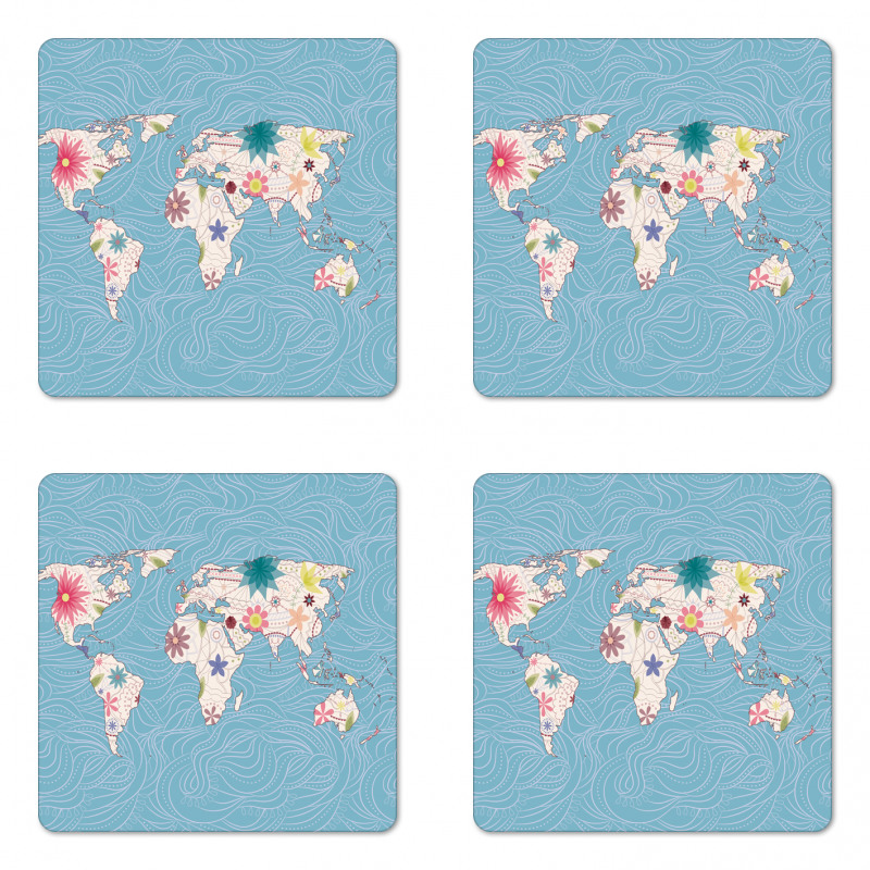 World Continents Coaster Set Of Four