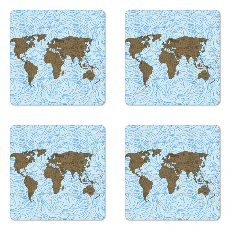 Map with Waves Coaster Set Of Four