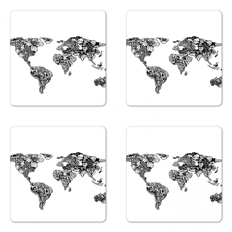 World Map Charm Coaster Set Of Four