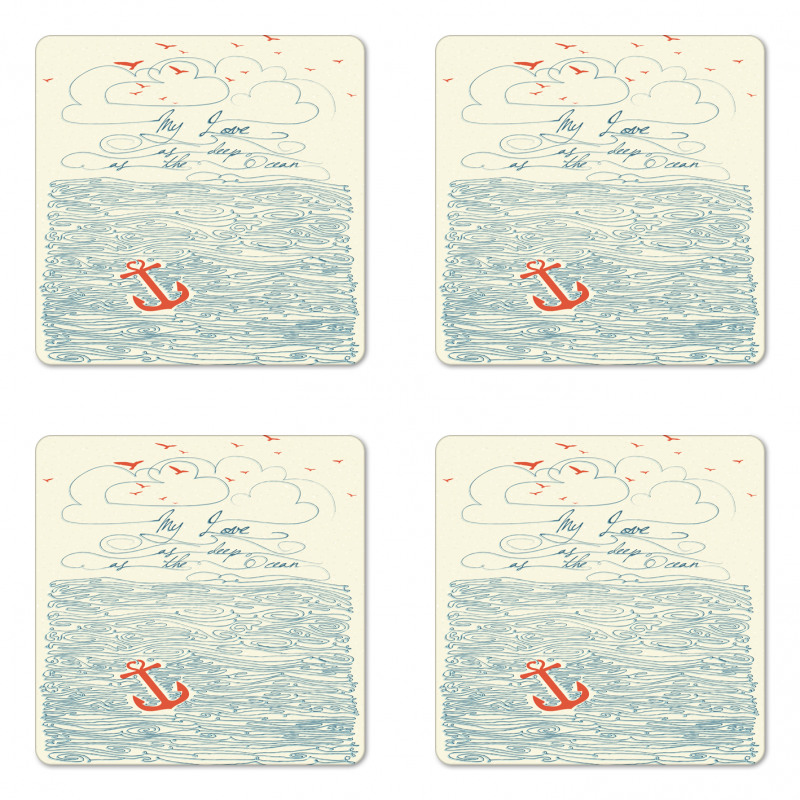 Birds and Waves Message Coaster Set Of Four