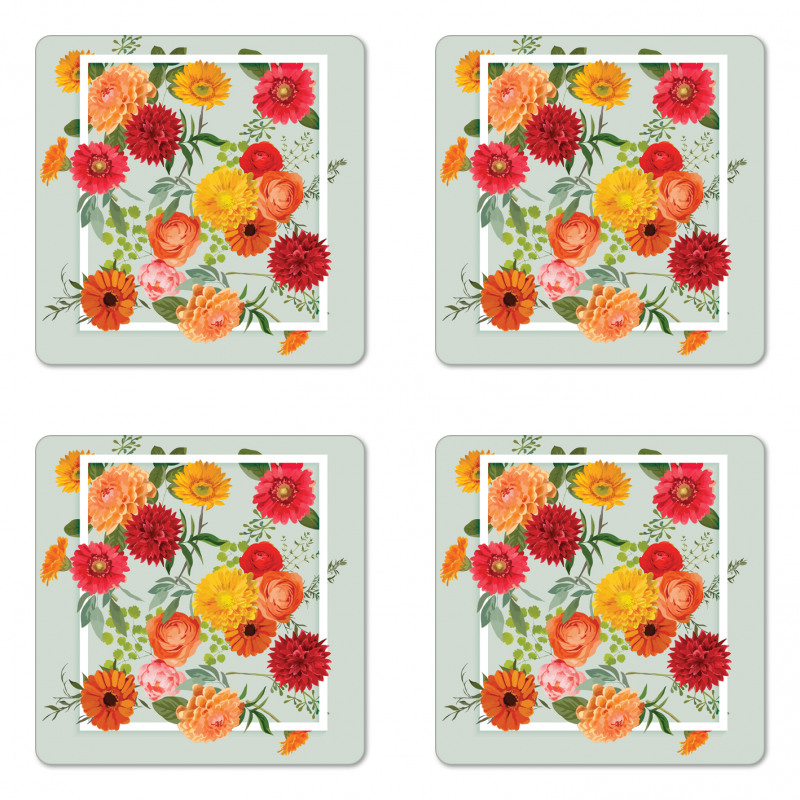 Floral Flower Leaf Coaster Set Of Four