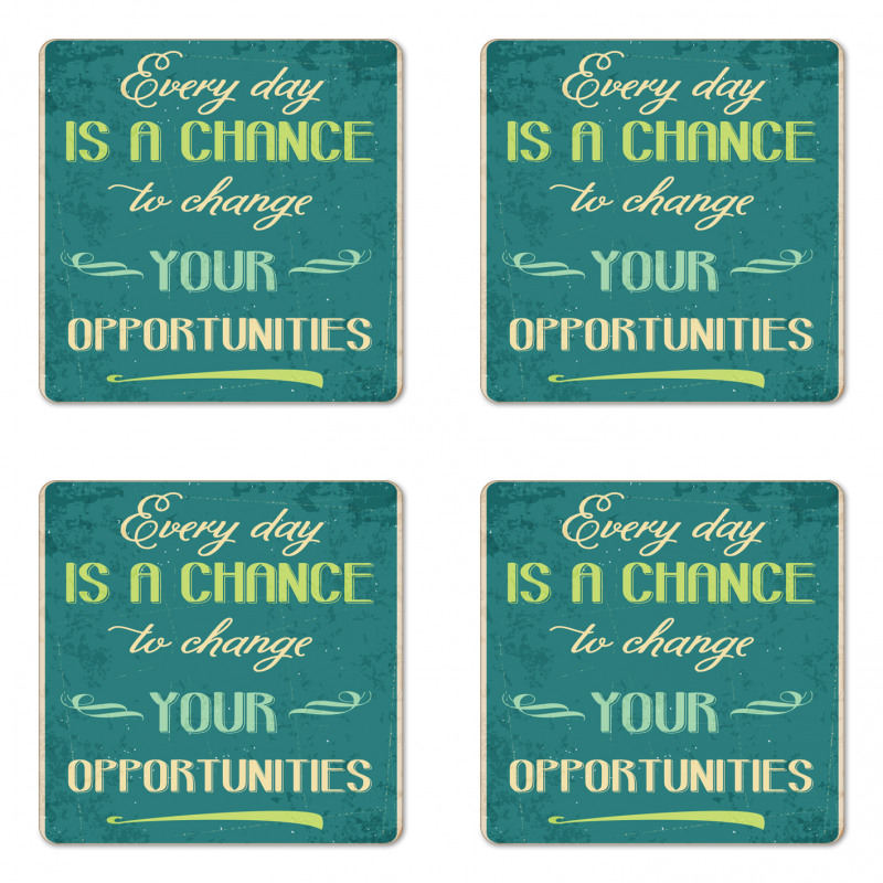 Motivational Retro Poster Coaster Set Of Four