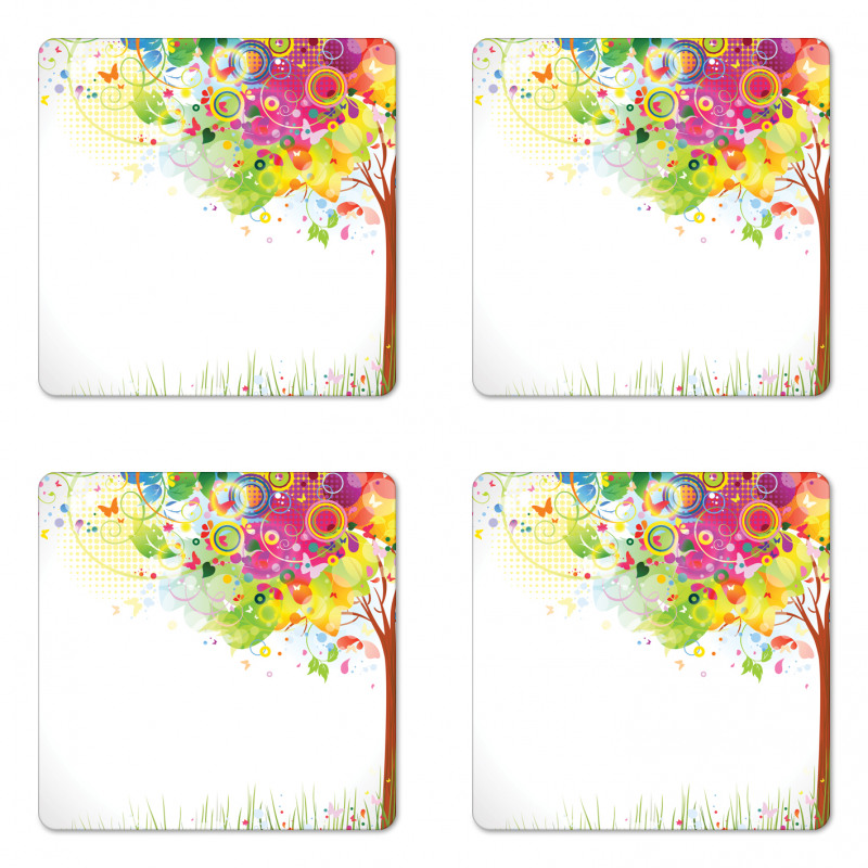 Color Bursting Tree of Life Coaster Set Of Four