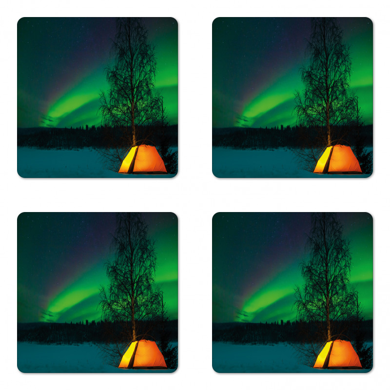 Camping Tent Field Coaster Set Of Four