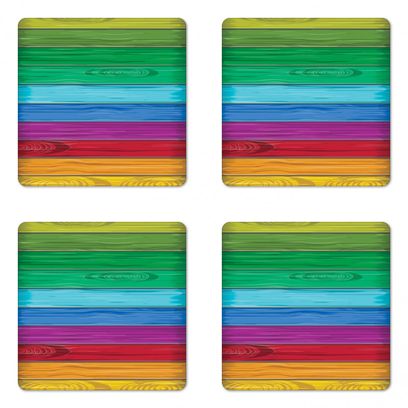 Colorful Wood Stripes Coaster Set Of Four