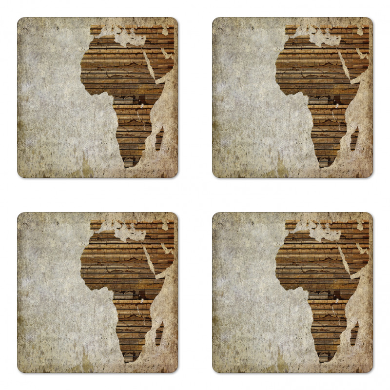 Wooden Plank Map Coaster Set Of Four