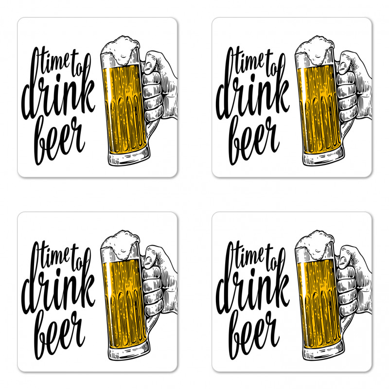 Time to Drink Beer Man Coaster Set Of Four