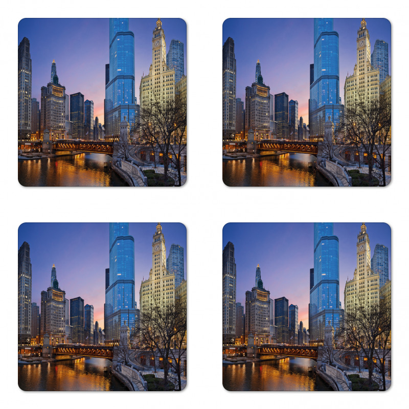 Chicago River Scenery Coaster Set Of Four