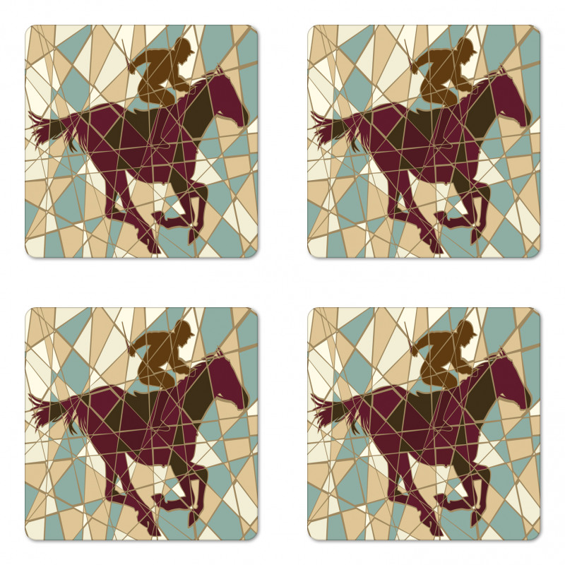 Stable Jockey Silhouette Coaster Set Of Four