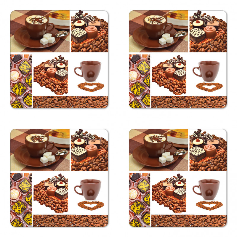 Sweets and Coffee Beans Coaster Set Of Four