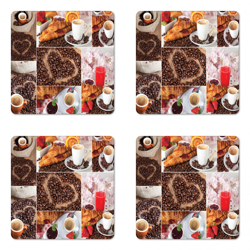 Croissant and Coffee Coaster Set Of Four