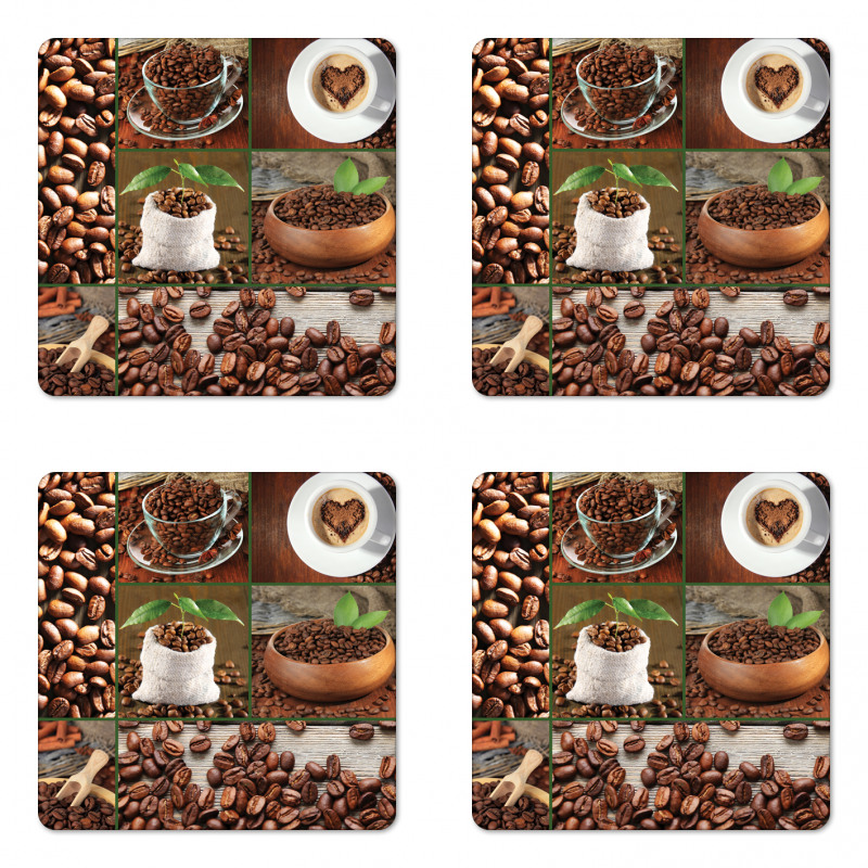 Coffee Beans and Bags Coaster Set Of Four