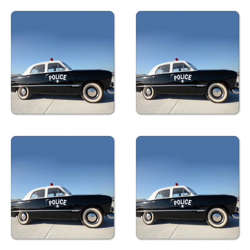 Old Police Car Digital Coaster Set Of Four