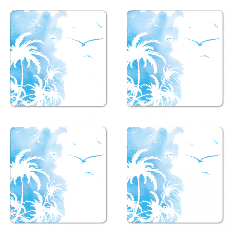 Island Palms Abstract Coaster Set Of Four