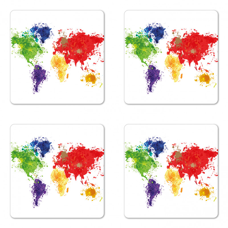 World Map Artwork Coaster Set Of Four