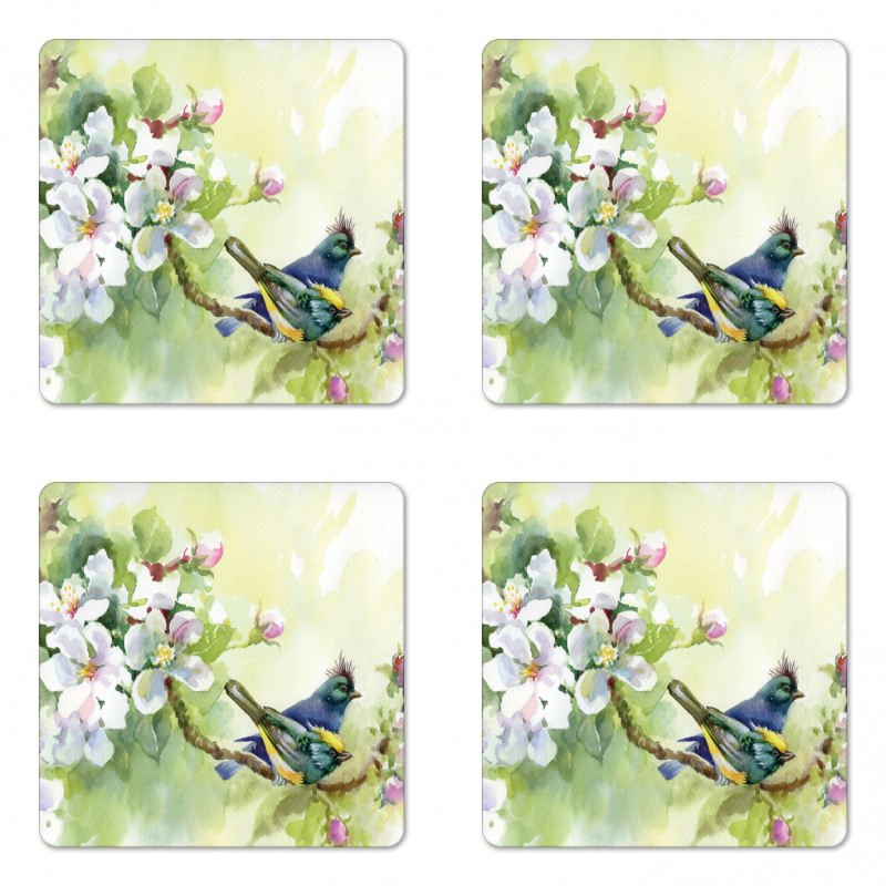 Watercolor Birds Spring Coaster Set Of Four