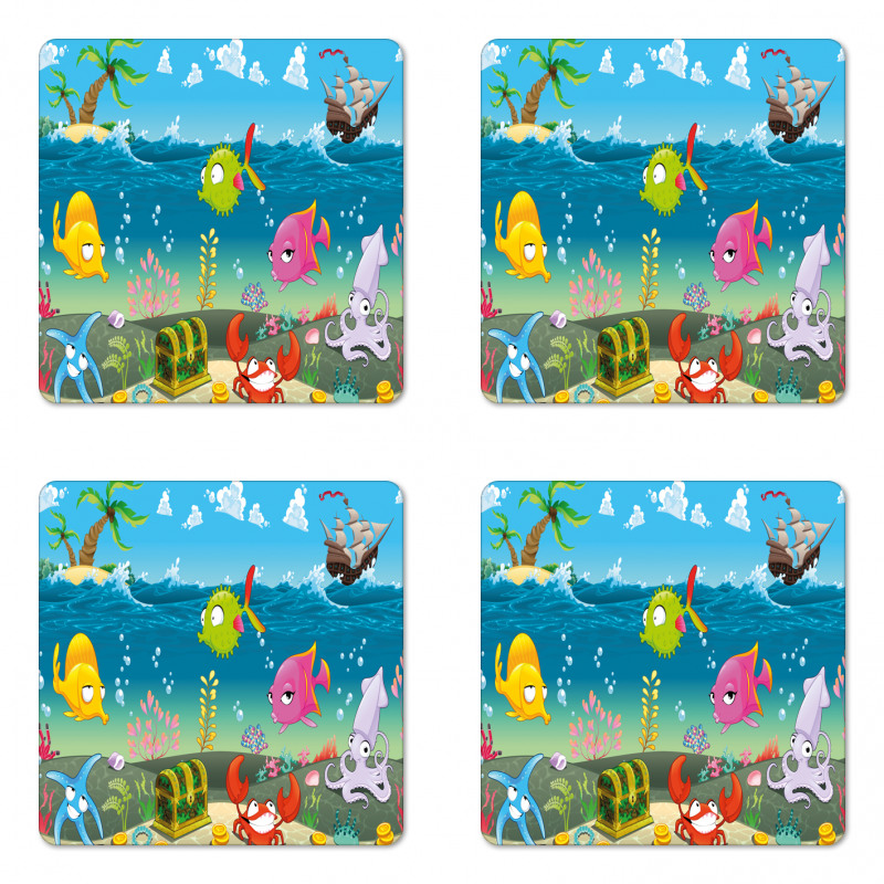 Sea Animals Underwater Coaster Set Of Four