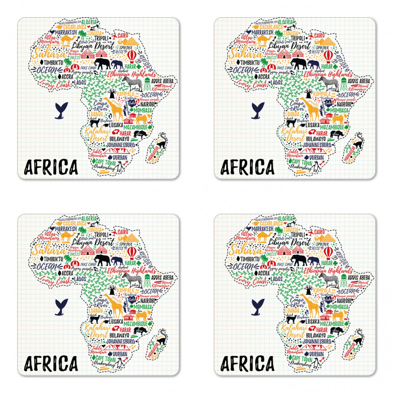 Continent Colored Coaster Set Of Four