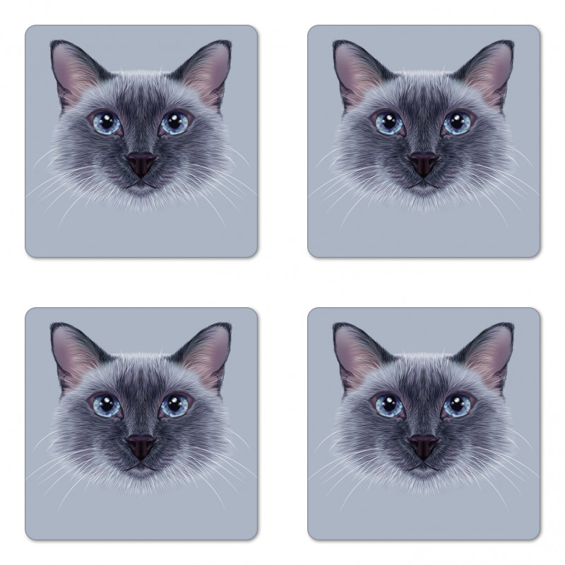 Siamese Cat Portrait Coaster Set Of Four