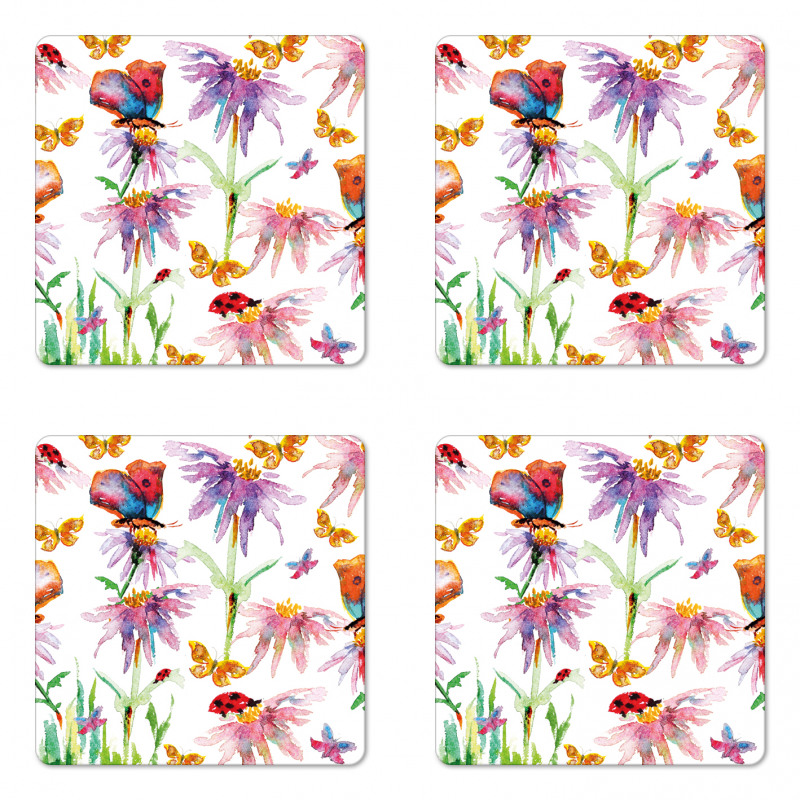 Flower Butterfly Bug Coaster Set Of Four