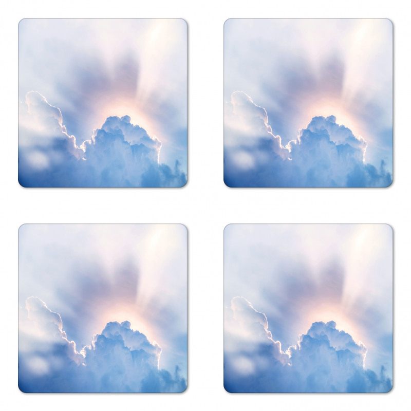 Sunbeam and Fluffy Clouds Coaster Set Of Four