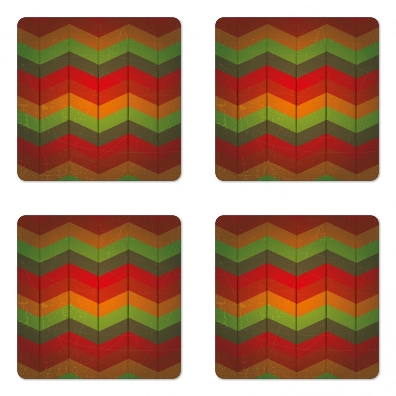 Abstract Zigzag Striped Coaster Set Of Four