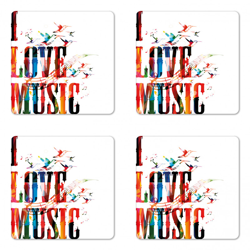 Music Theme Grungy Coaster Set Of Four