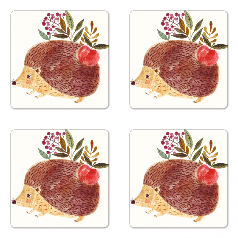 Hedgehog Watercolor Coaster Set Of Four