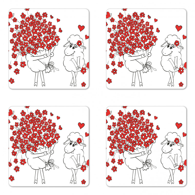 Lover Goats Hearts Coaster Set Of Four