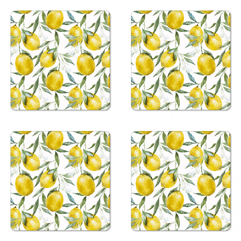 Vibrant Citrus Plants Coaster Set Of Four