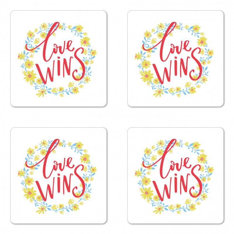 Love Wins Floral Wreath Coaster Set Of Four