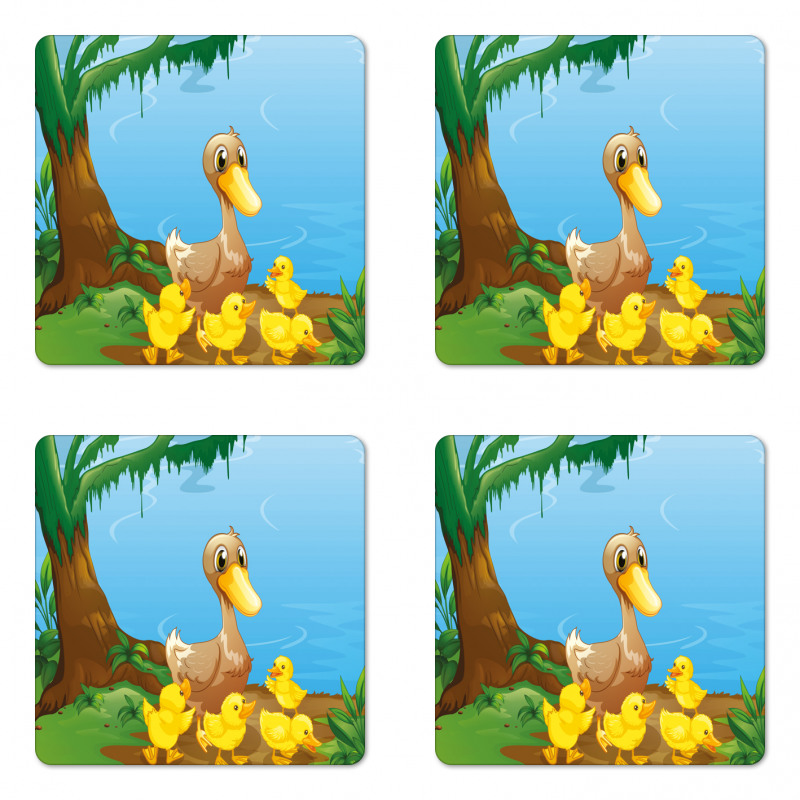 Duck and Ducklings Coaster Set Of Four