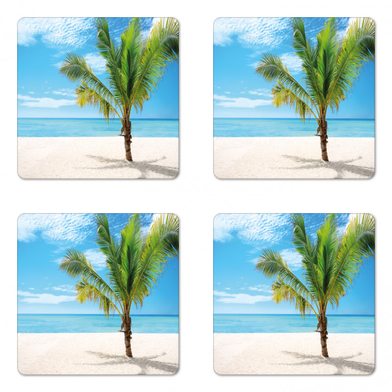Coconut Palm at Beach Coaster Set Of Four