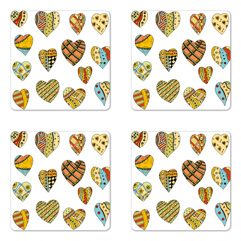 Heart Shapes Pattern Coaster Set Of Four