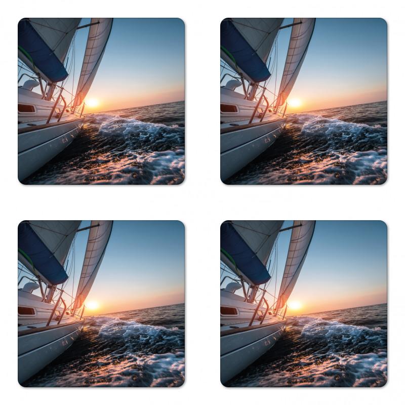 Sail Boat on Sea Hobby Coaster Set Of Four