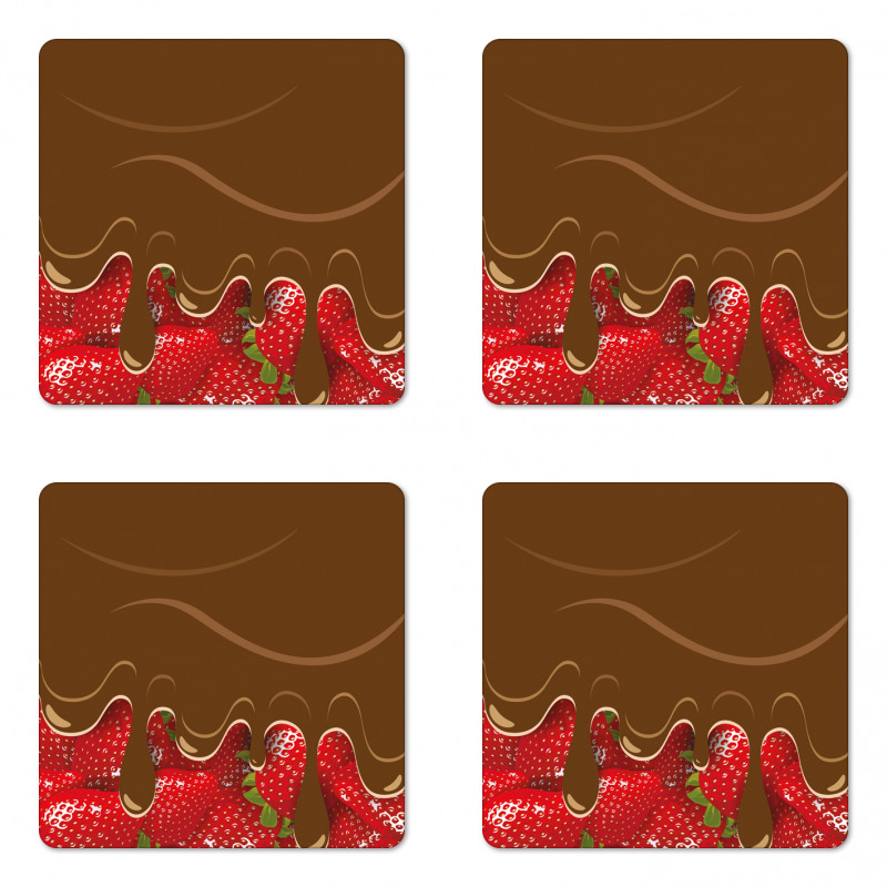 Strawberries Chocolate Coaster Set Of Four