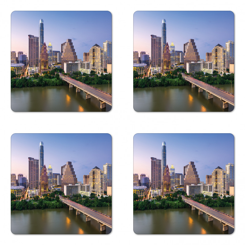 Autin Texas City Bridge Coaster Set Of Four