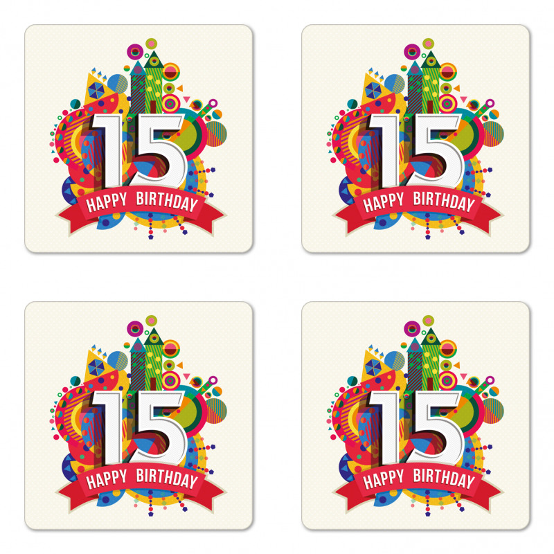 Birthday Fifteenth Coaster Set Of Four