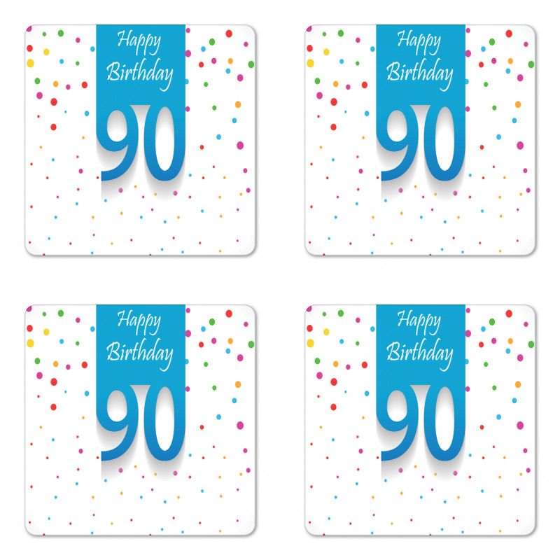 Age 90 Polka Dots Coaster Set Of Four